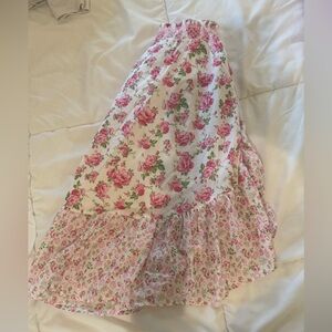LoveShackFancy Pink Floral Maxi Skirt